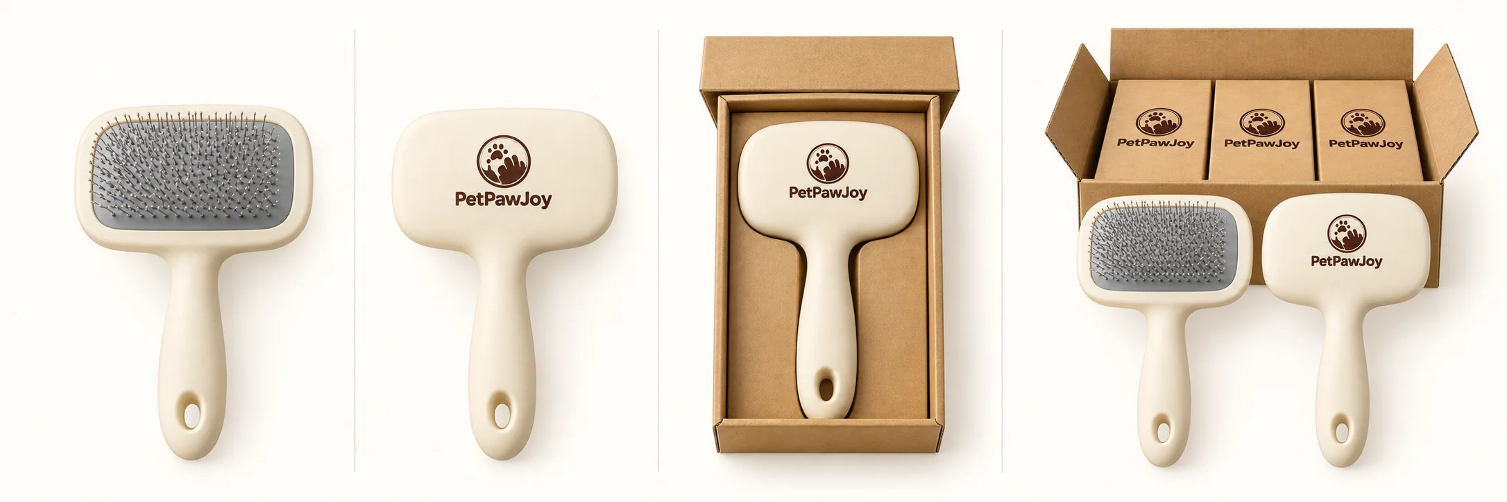 Four stages of slicker brush selection, logo customization, sample review and quality checking